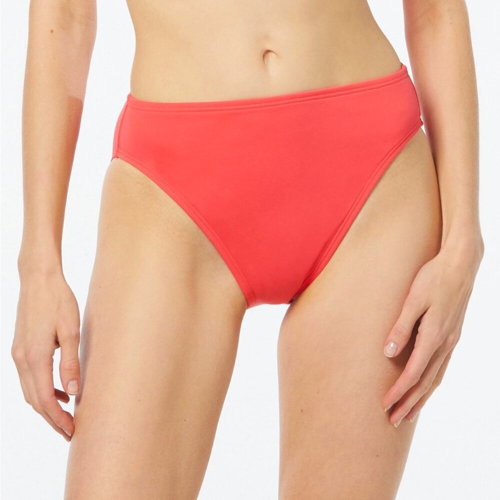 NWT MICHAEL Michael Kors High Leg High Waist Bikini Bottom Geranium Size Medium